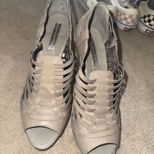 Banana Republic Grey Leather Heels.  9.5 See Description